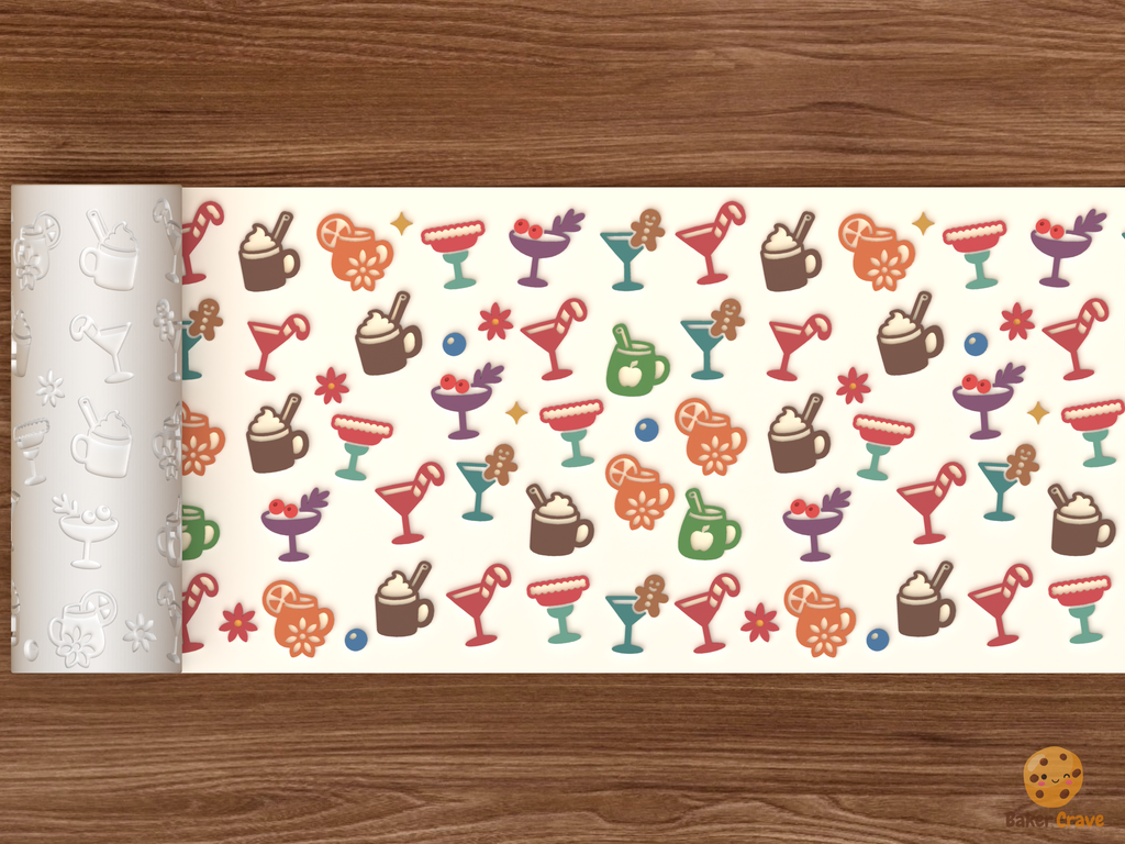 Christmas Cocktails Festive Holiday Drinks Textured Roller STL File