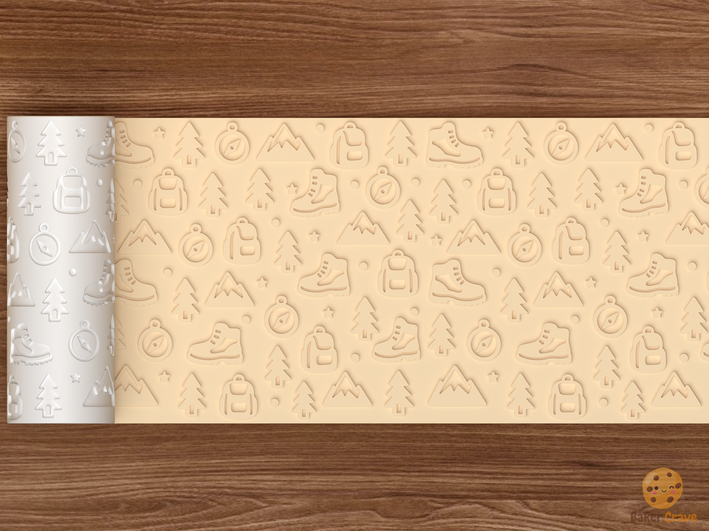 Hiking Adventure Textured Roller STL File - 02 wide shot emboss