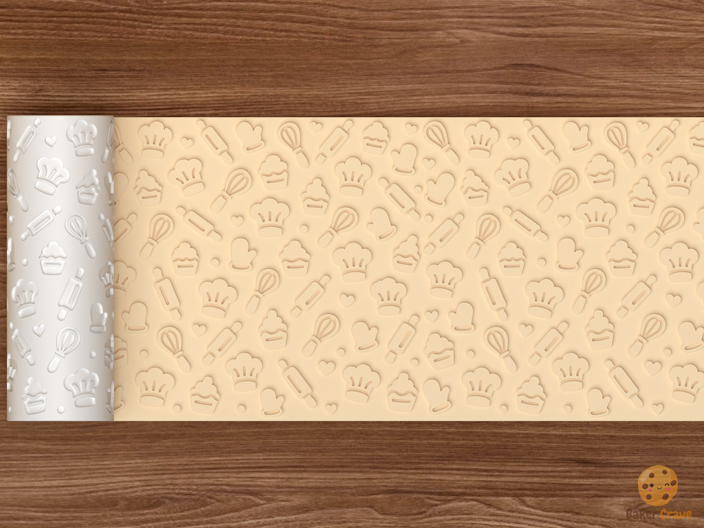Baking Kitchen Chef Textured Roller STL File - 02 wide shot emboss