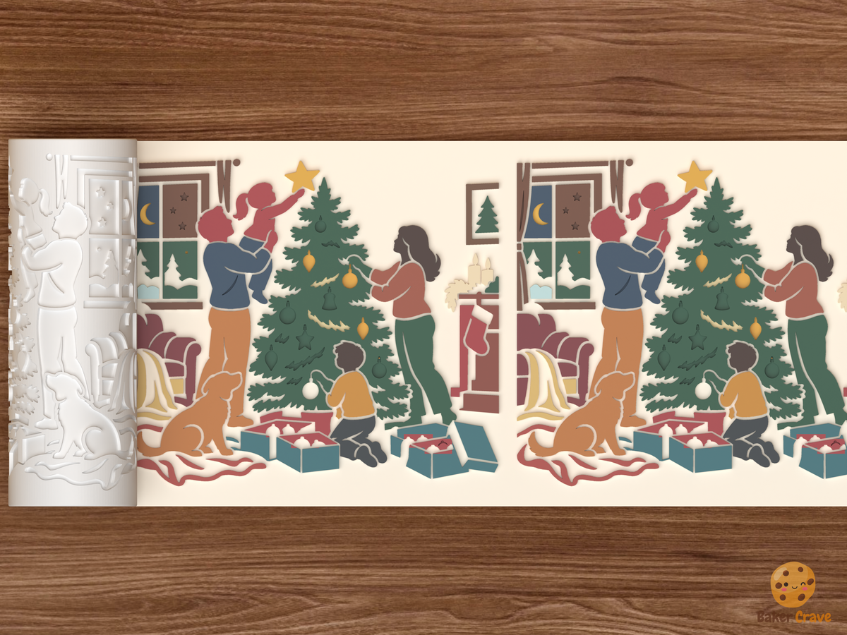 Tree Trimming Family Night Textured Roller