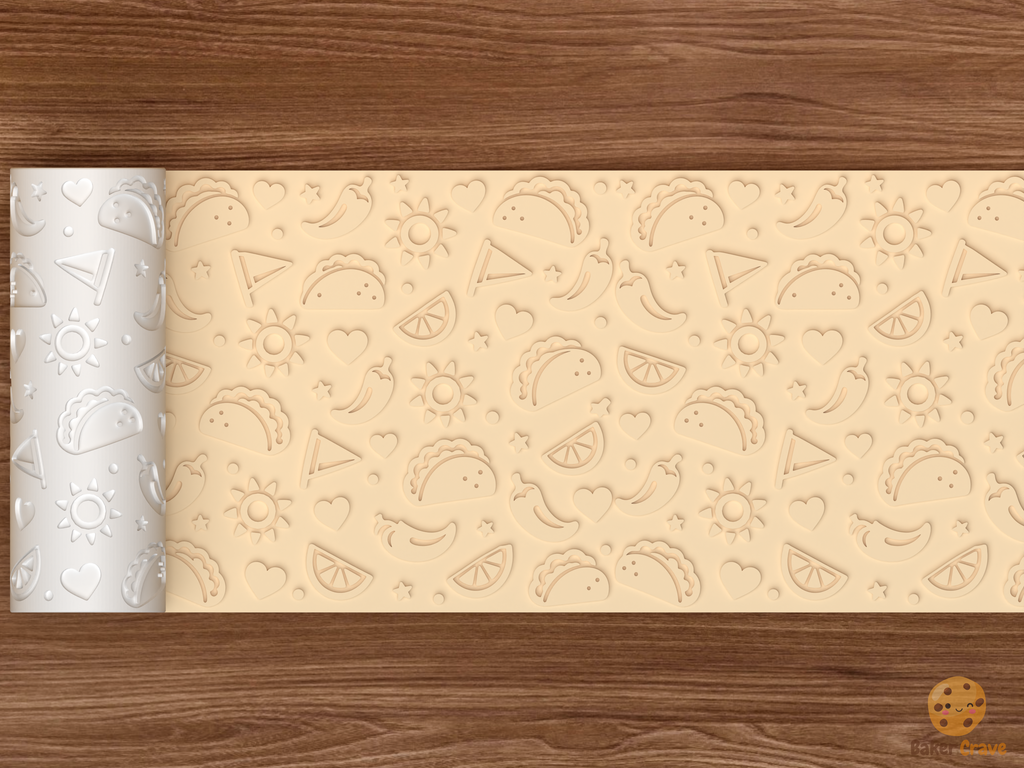 Taco Tuesday Fiesta Textured Roller STL File - 02 wide shot emboss
