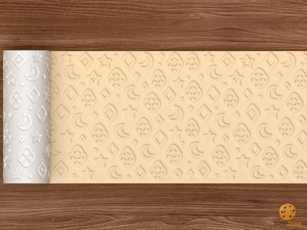 Snake Skin Geometric Textured Roller STL File - 02 wide shot emboss