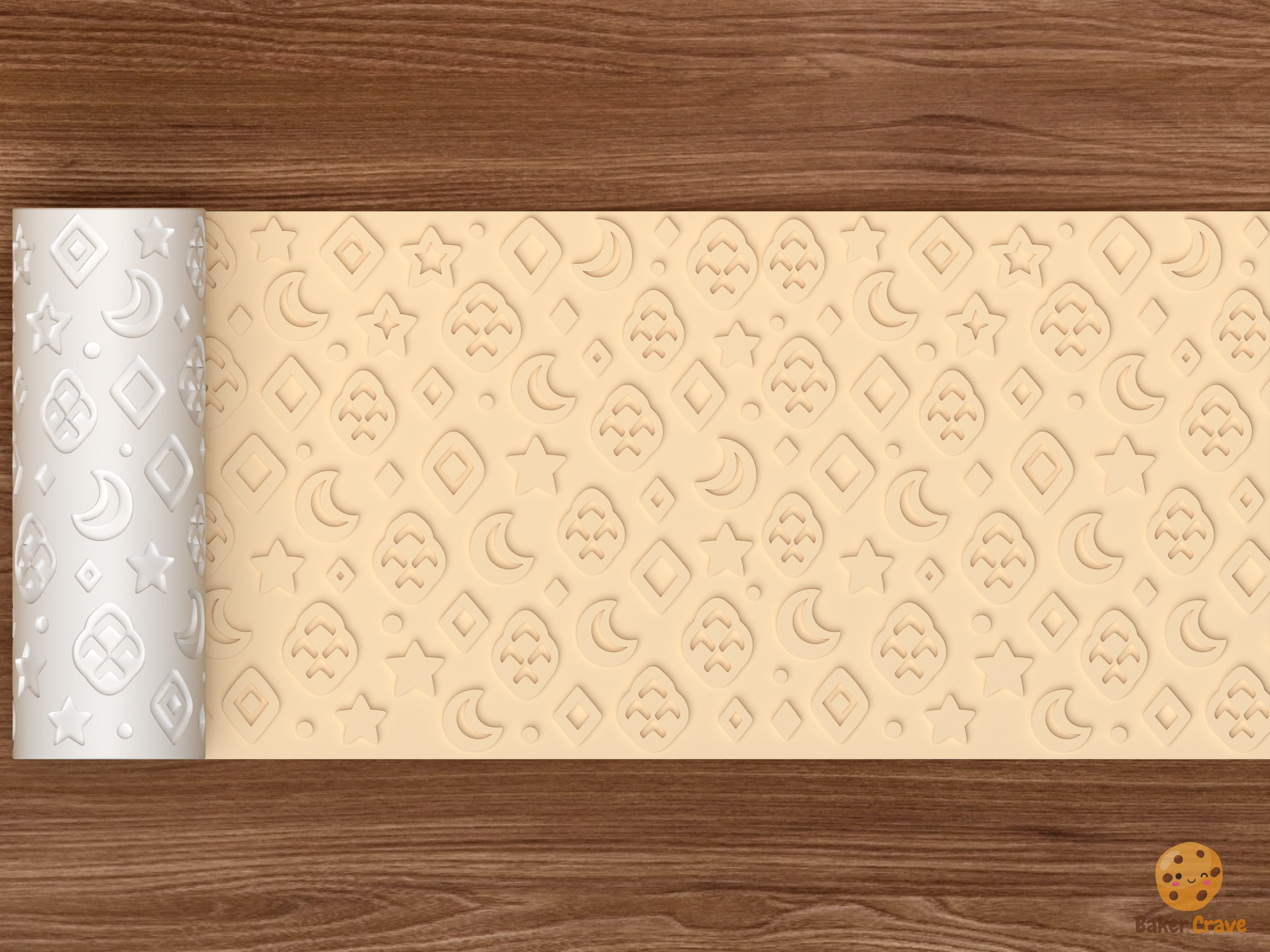 Snake Skin Geometric Textured Roller STL File - 02 wide shot emboss