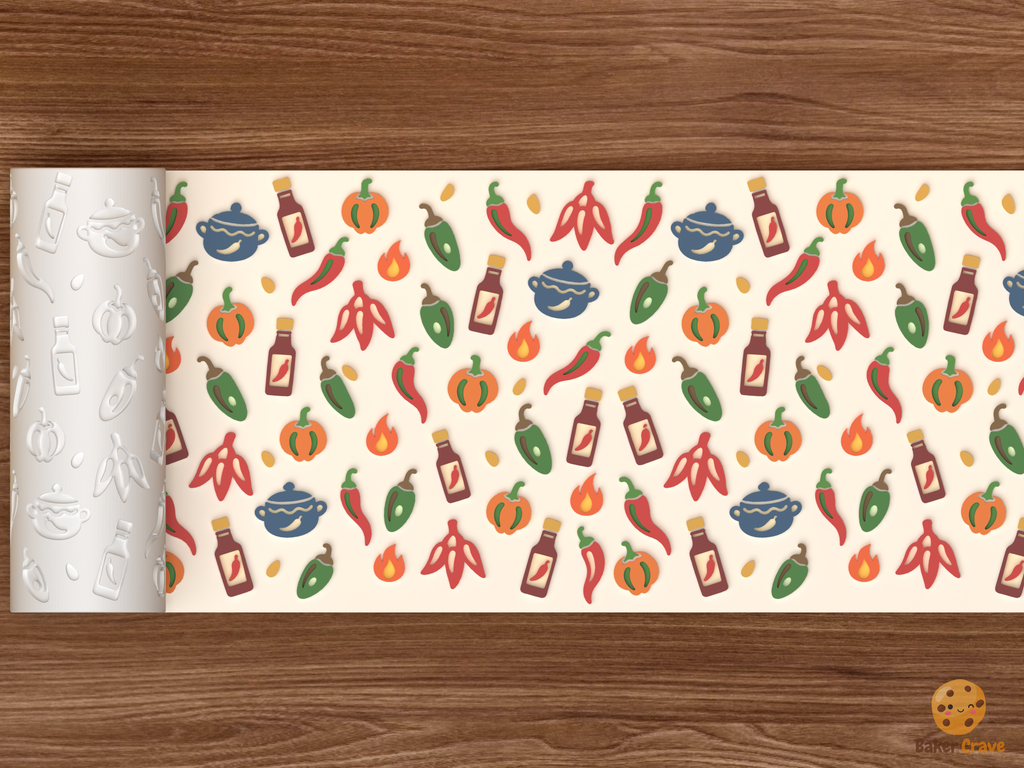 Chili Peppers Hot Sauce Textured Roller STL File
