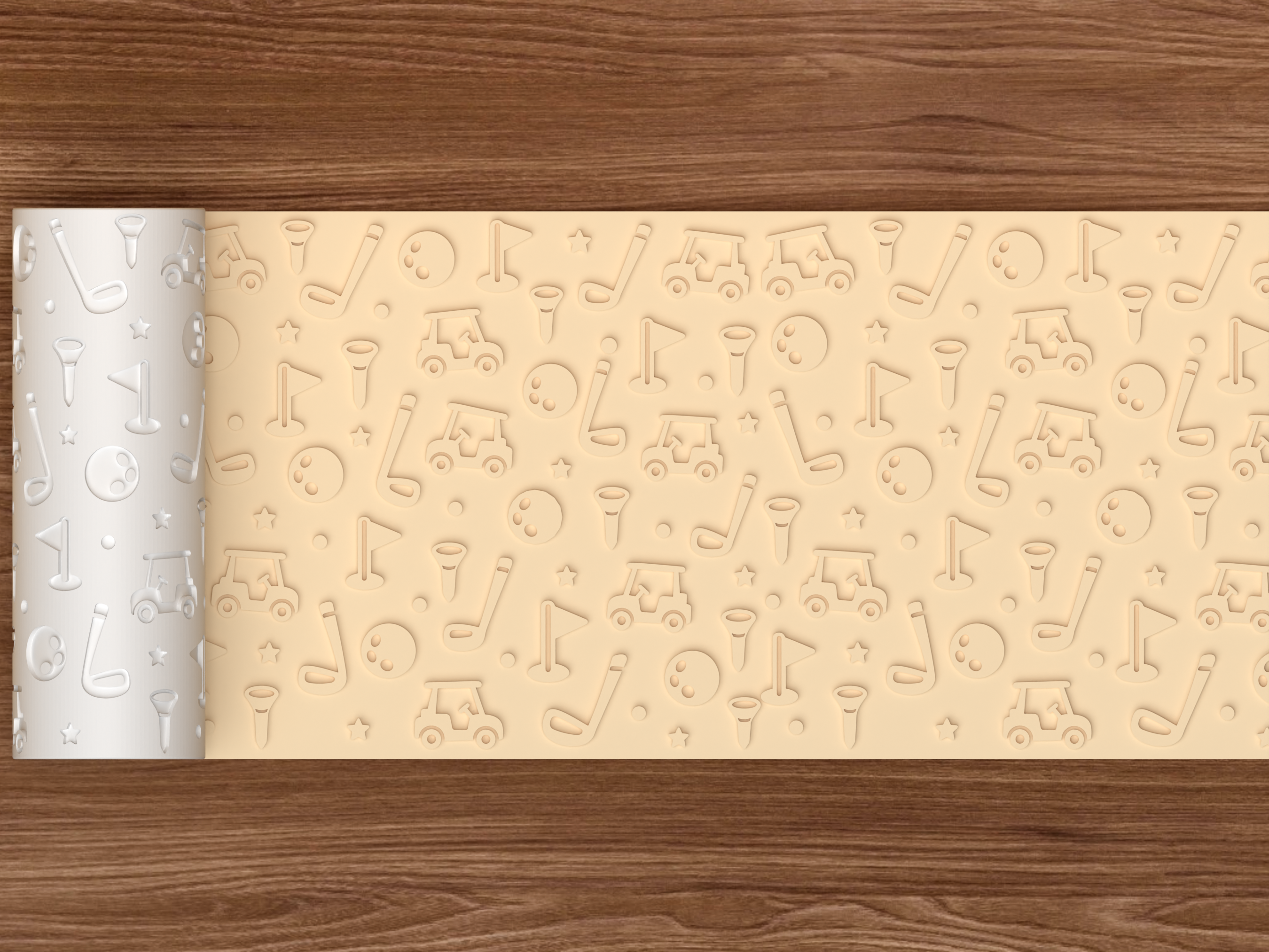 Golf Course Textured Roller STL File - 02 wide shot emboss