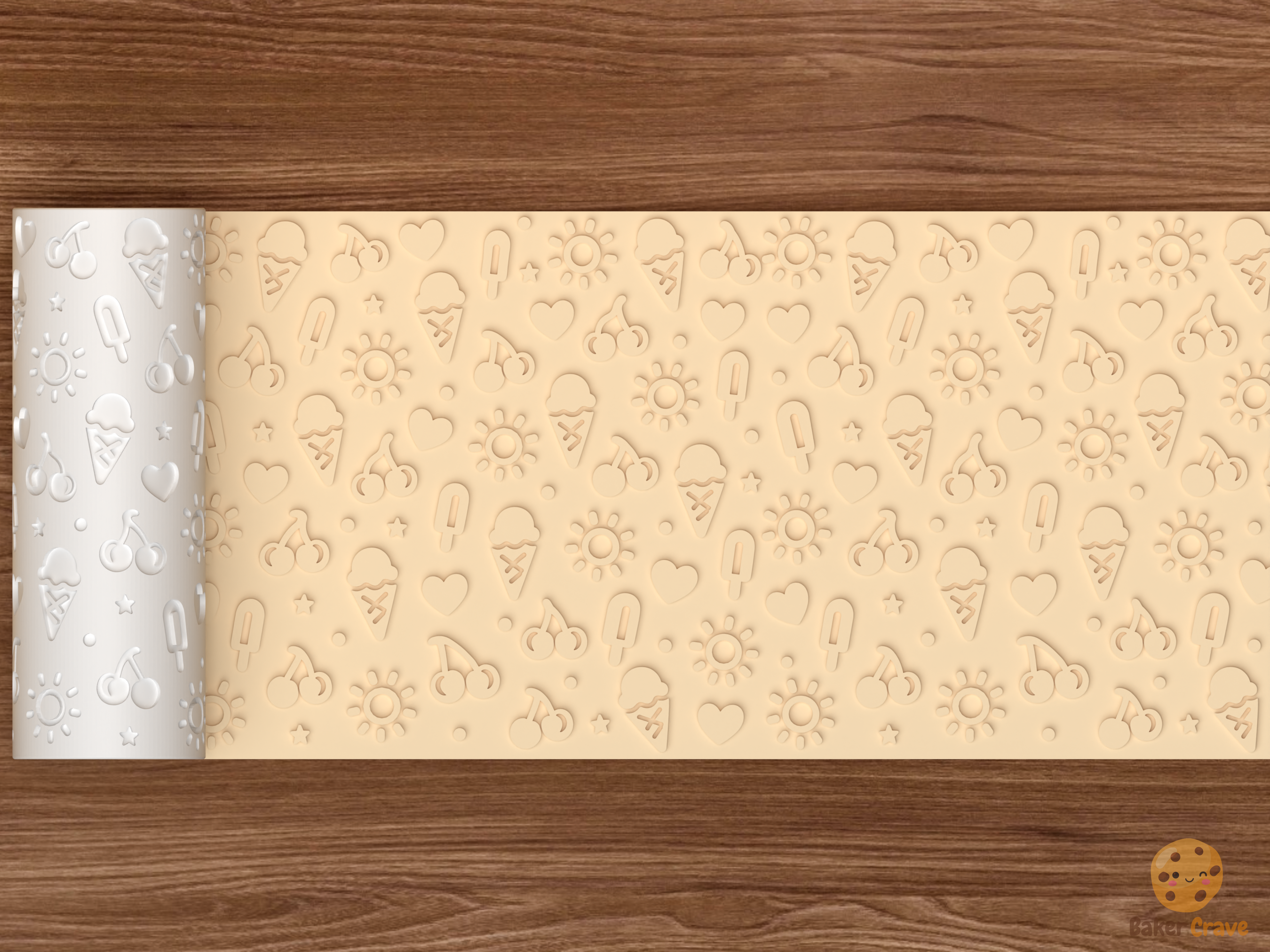 Summer Treats Textured Roller STL File - 02 wide shot emboss
