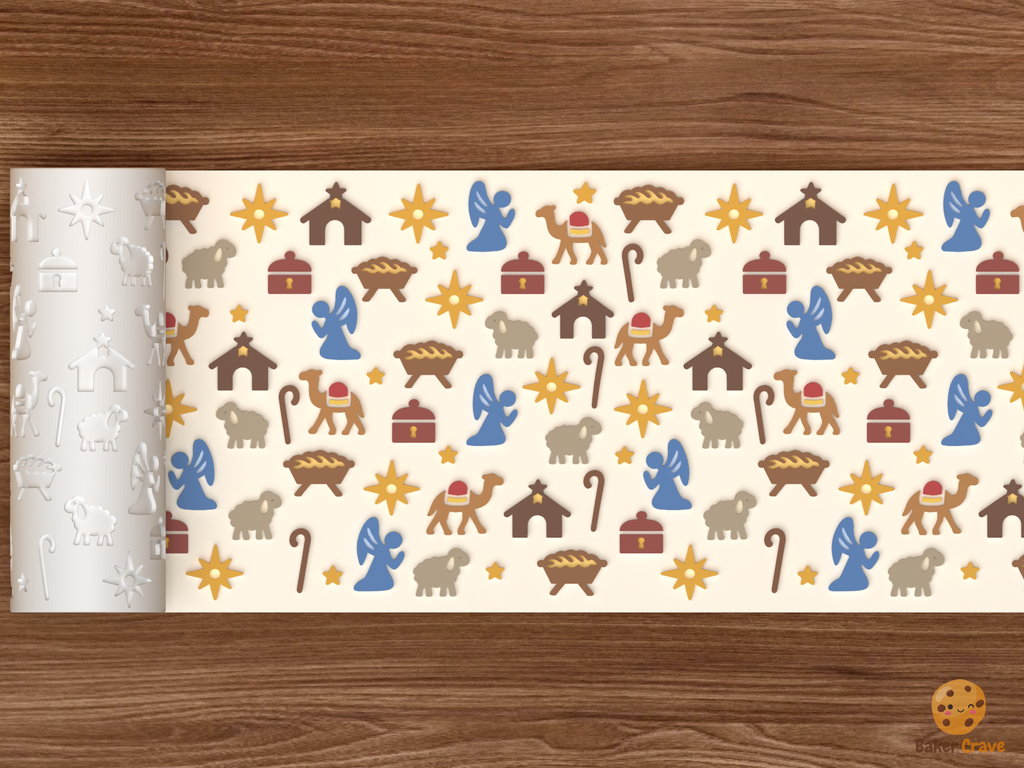 Christmas Nativity Symbols Textured Roller STL File