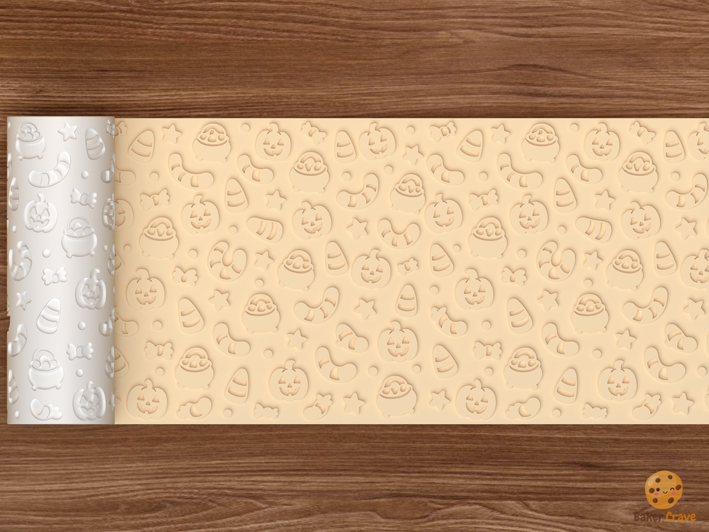 Gummy Worm Fright Textured Roller STL File - 02 wide shot emboss