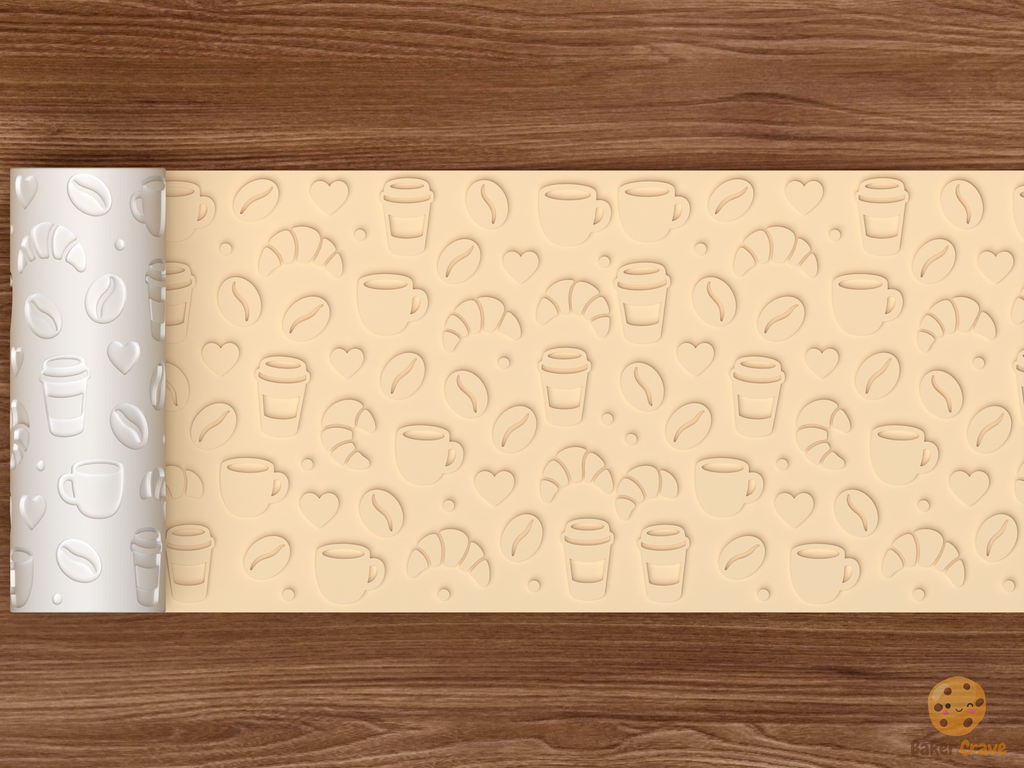 Coffee Shop Pastry Textured Roller STL File - 02 wide shot emboss