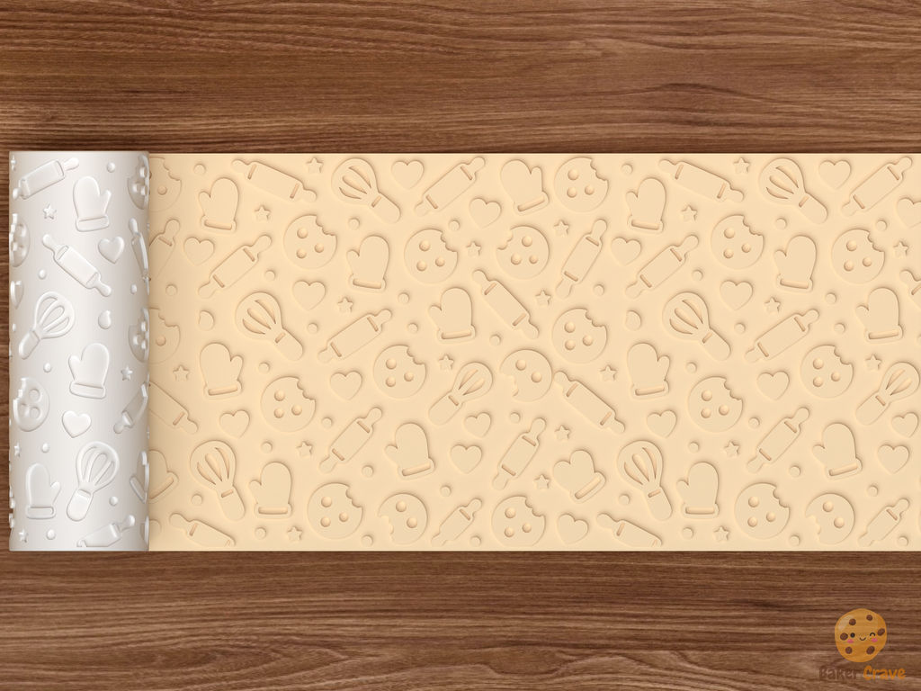 Baking Kitchen Textured Roller STL File - 02 wide shot emboss