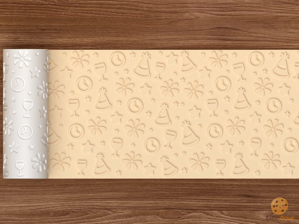 New Year Celebration Textured Roller STL File - 02 wide shot emboss