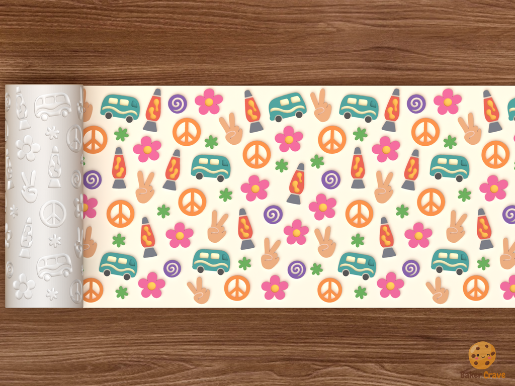Groovy Peace Flower Power Textured Roller STL File