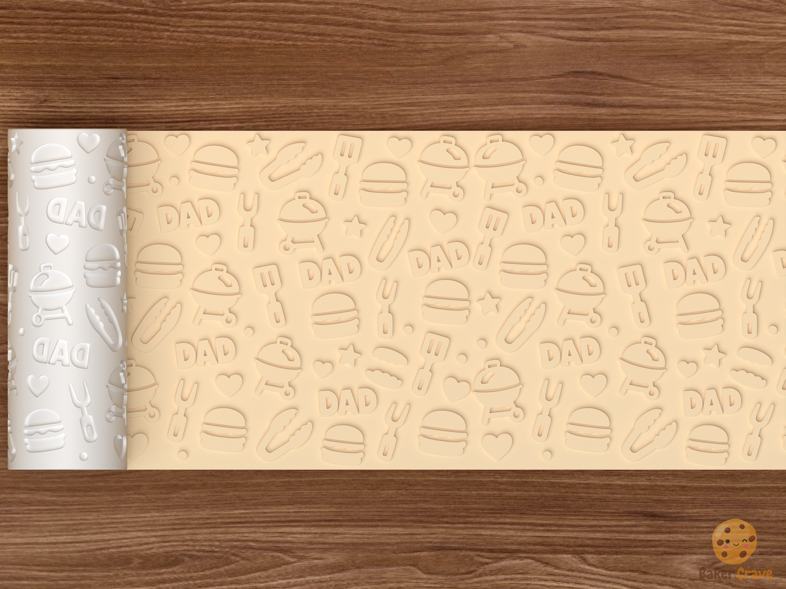 Father's Day BBQ Textured Roller STL File