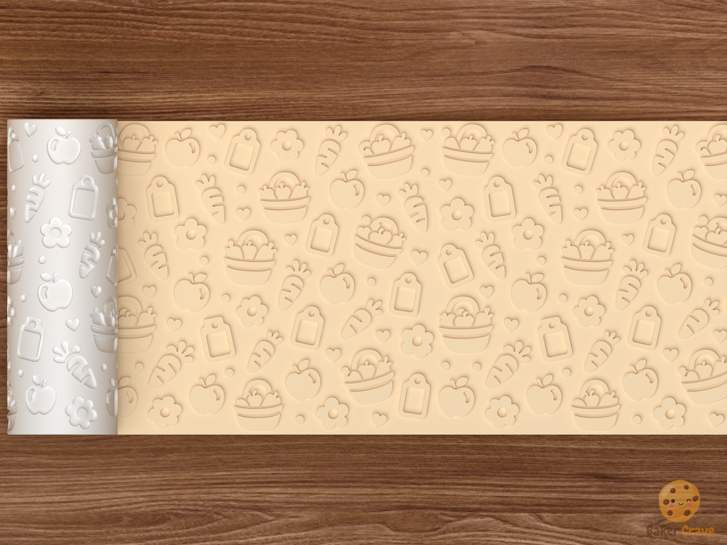 Farmers Market Harvest Textured Roller STL File - 02 wide shot emboss
