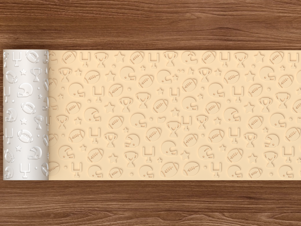 American Football Game Day Textured Roller STL File - 02 wide shot emboss