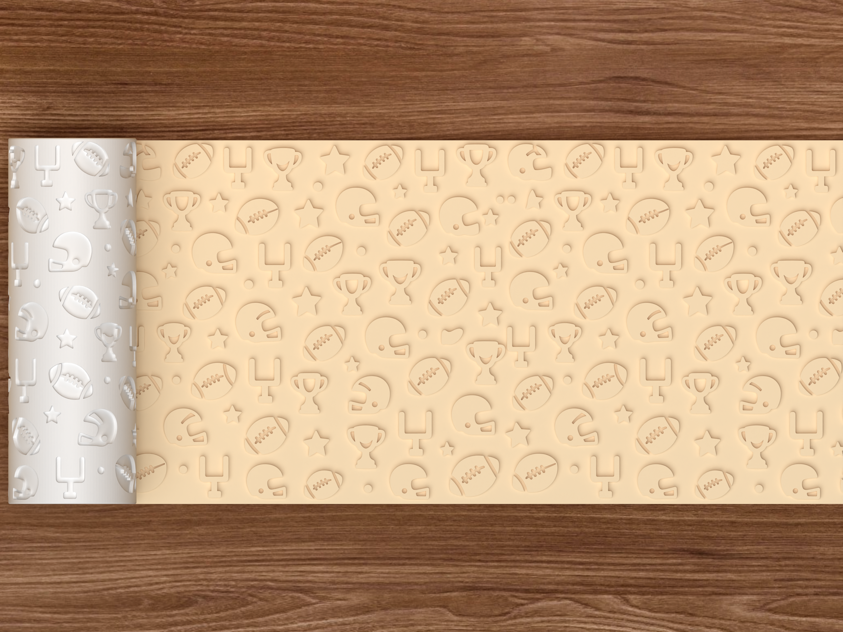 American Football Game Day Textured Roller STL File - 02 wide shot emboss