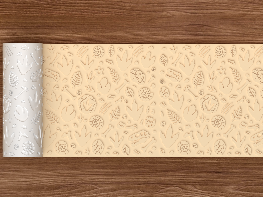Dinosaur Fossil Tracks Textured Roller STL File - 02 wide shot emboss