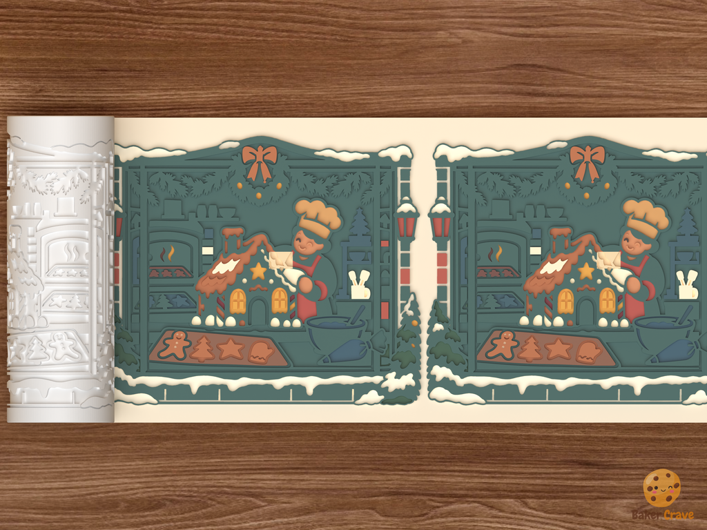 Gingerbread Bakery Window Textured Roller STL File
