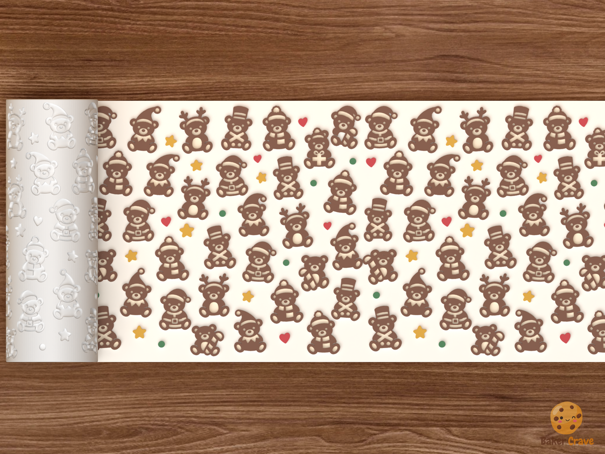 Christmas Teddy Bears In Holiday Costumes Textured Roller