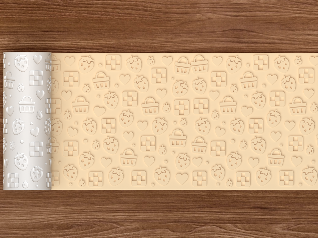 Strawberry Picnic Textured Roller STL File - 02 wide shot emboss