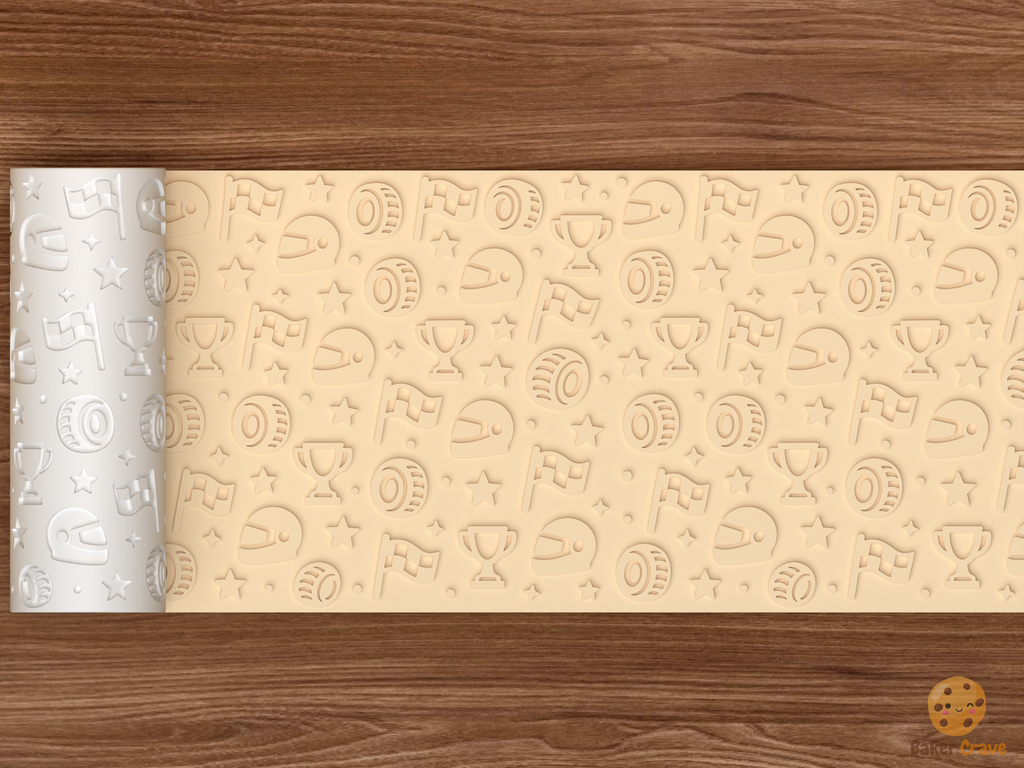 Auto Racing Textured Roller STL File - 02 wide shot emboss