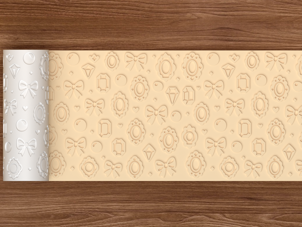 Coquette Jewelry Textured Roller STL File - 02 wide shot emboss