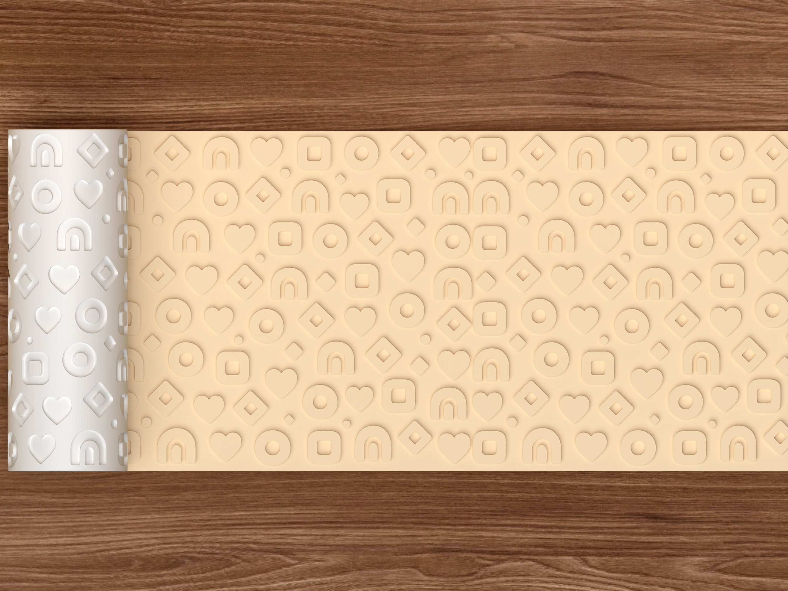 Retro Boho Geometric Textured Roller STL File - 02 wide shot emboss