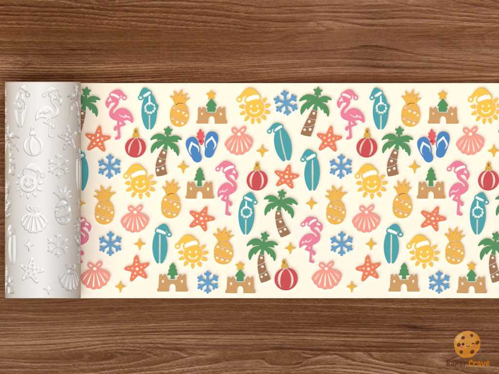 Coastal Tropical Christmas Beach Santa Christmas In Textured Roller STL File