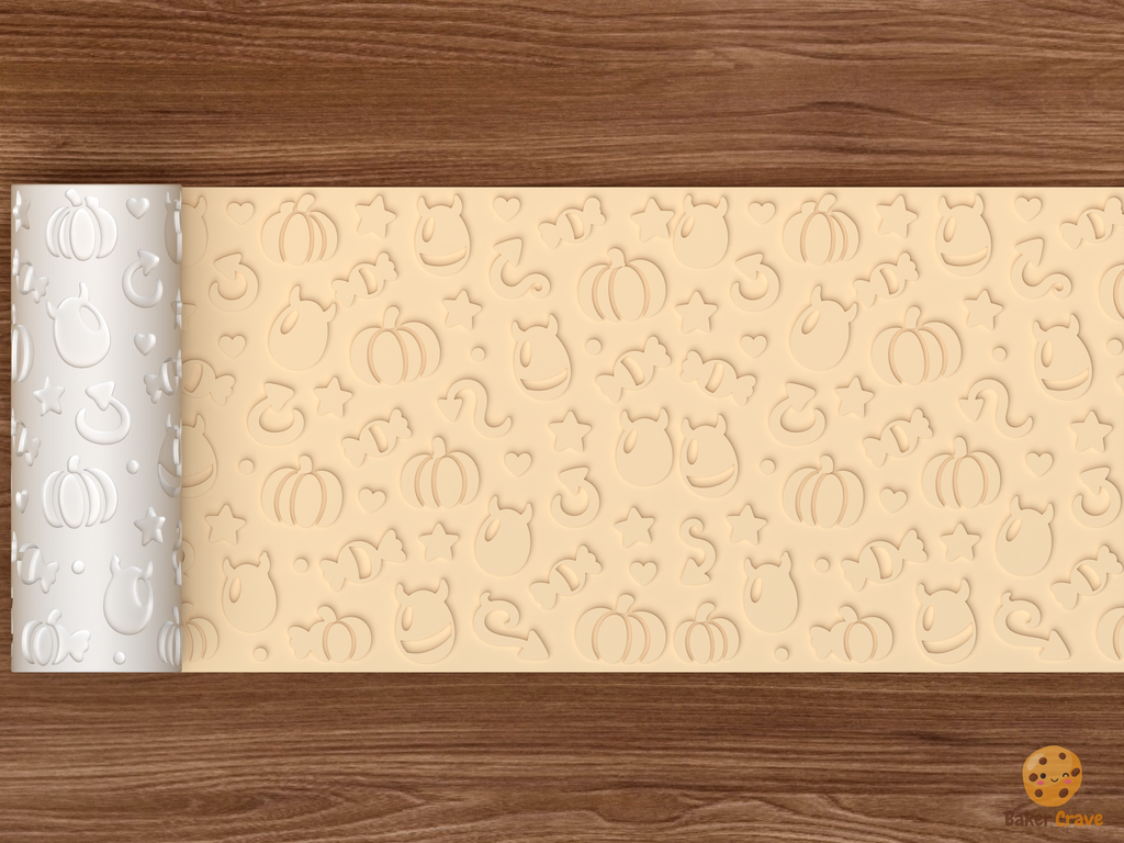 Devilish Egg Halloween Textured Roller STL File - 02 wide shot emboss