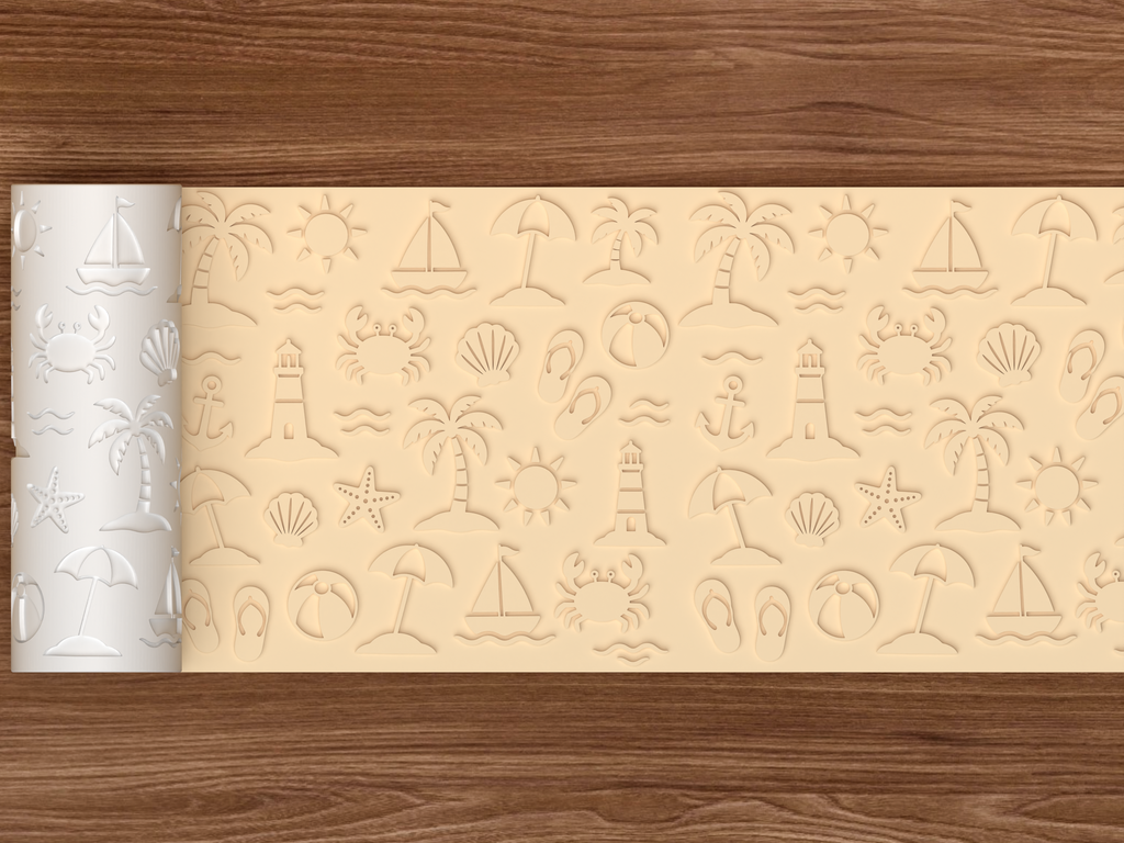 Beach Summer Textured Roller STL File - 02 wide shot emboss