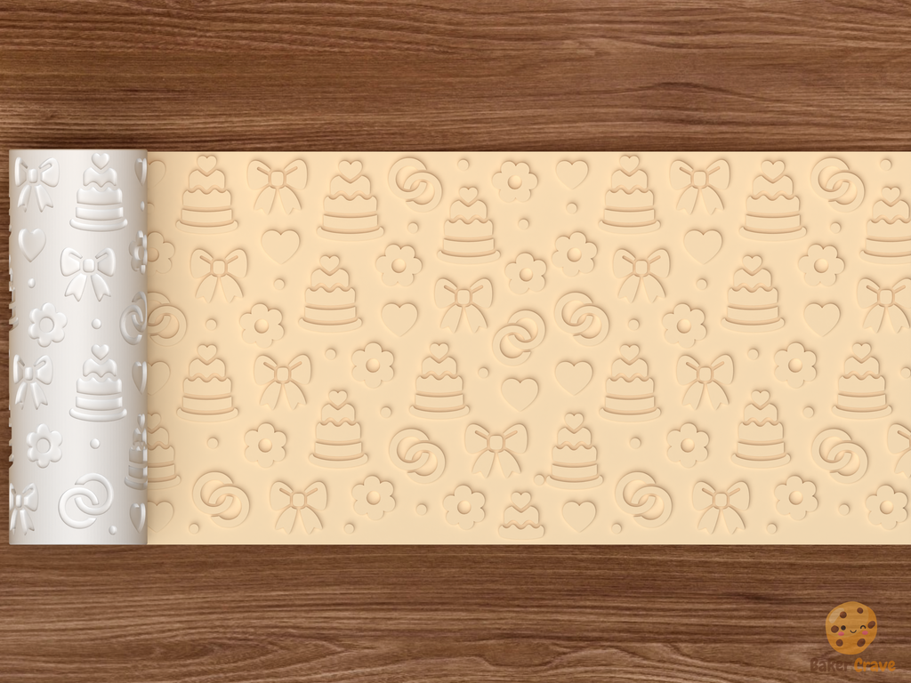 Wedding Cake Romance Textured Roller STL File - 02 wide shot emboss