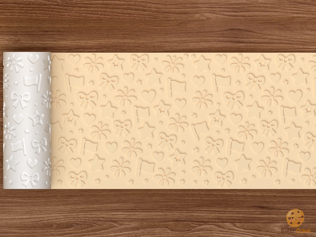 Patriotic Celebration Textured Roller STL File - 02 wide shot emboss