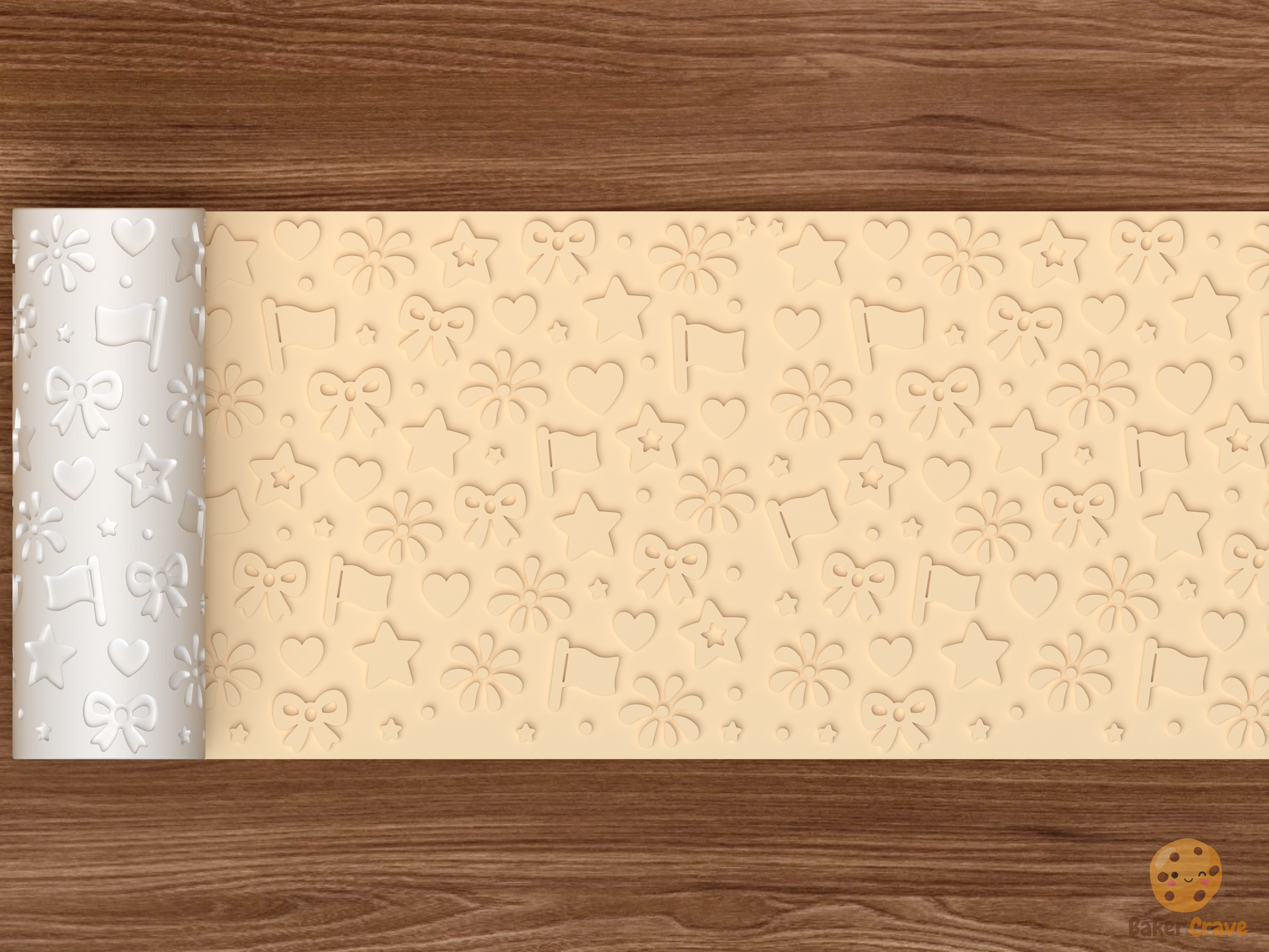 Patriotic Celebration Textured Roller STL File - 02 wide shot emboss