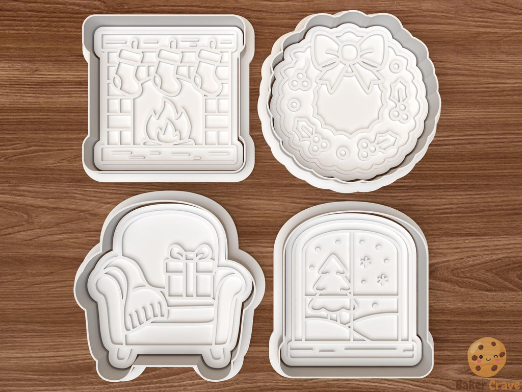 Christmas Cozy Home Cookie Cutter Set STL File