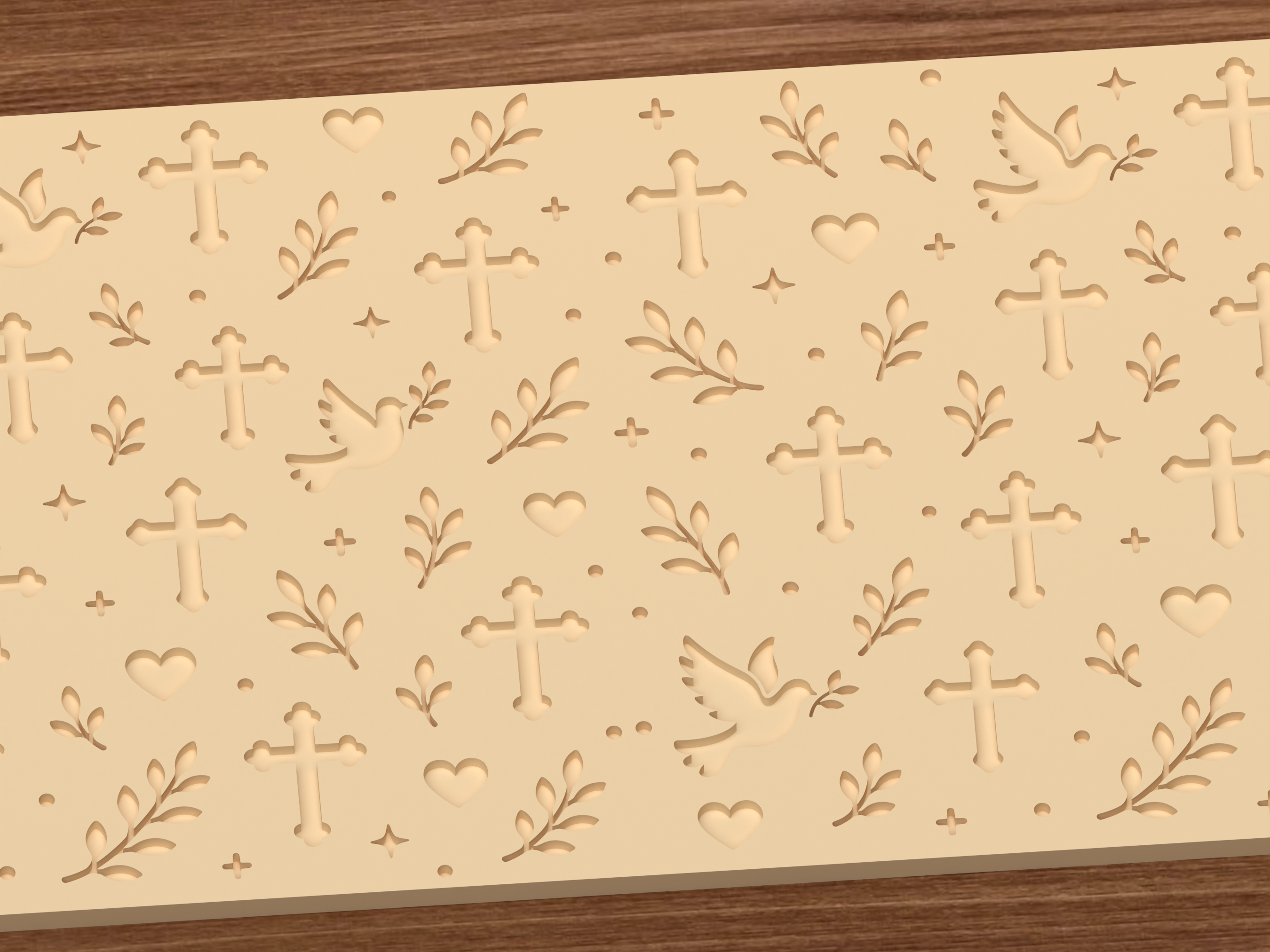 Faith & Dove Textured Roller STL File - 03 close detail deboss
