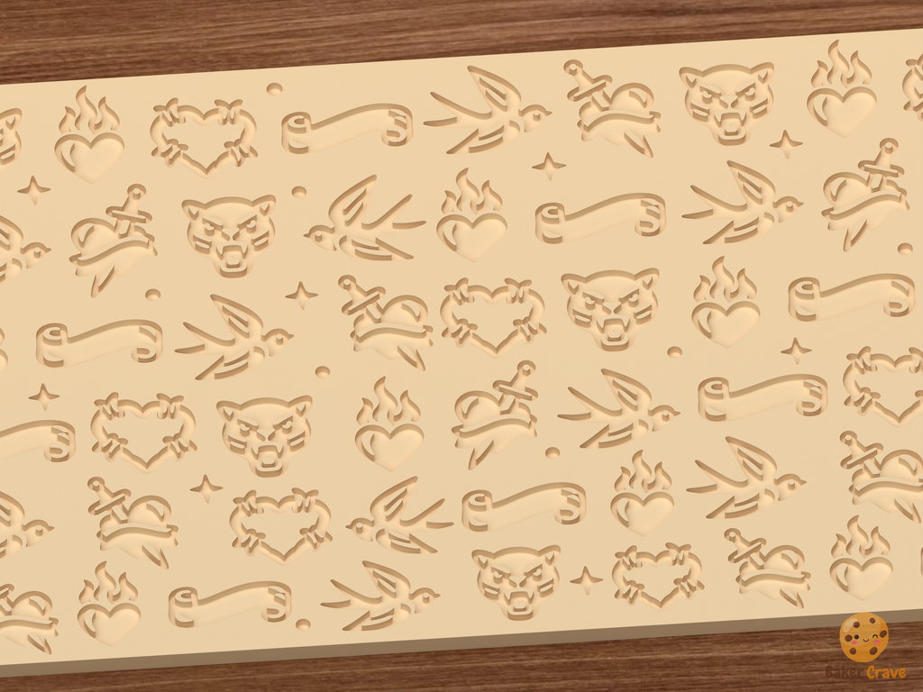 Traditional Tattoo Flash Textured Roller STL File