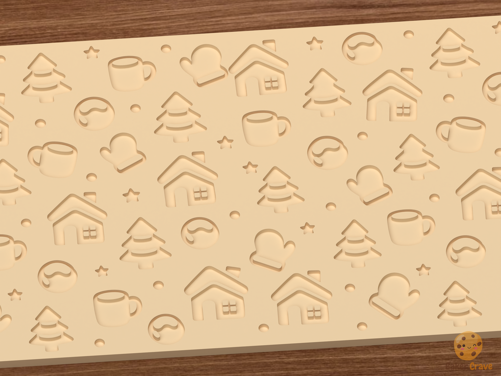 Cozy Winter Cabin Textured Roller STL File - 03 close detail deboss