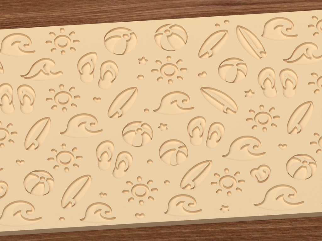Beach Summer Textured Roller STL File - 03 close detail deboss