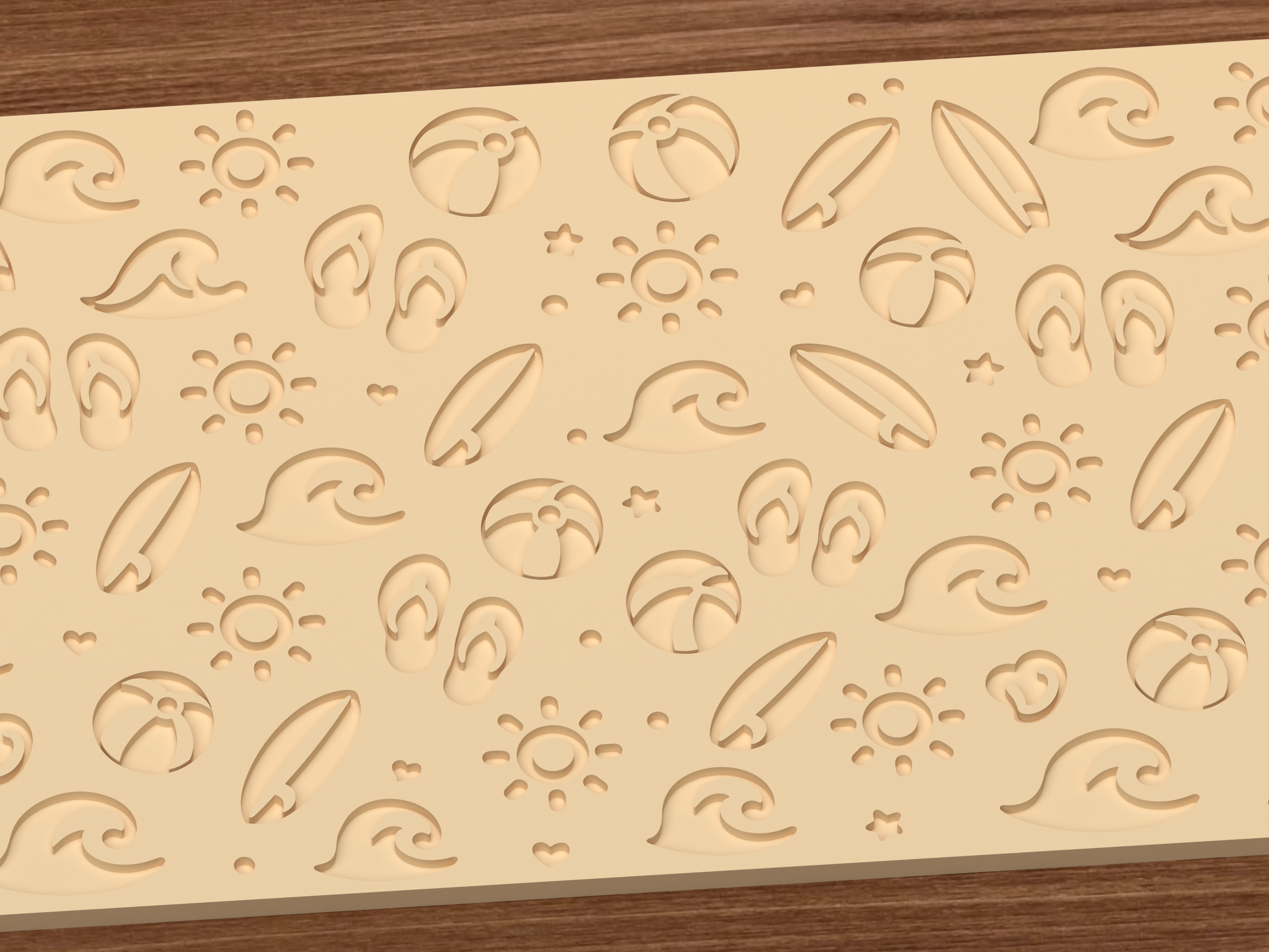 Beach Summer Textured Roller STL File - 03 close detail deboss
