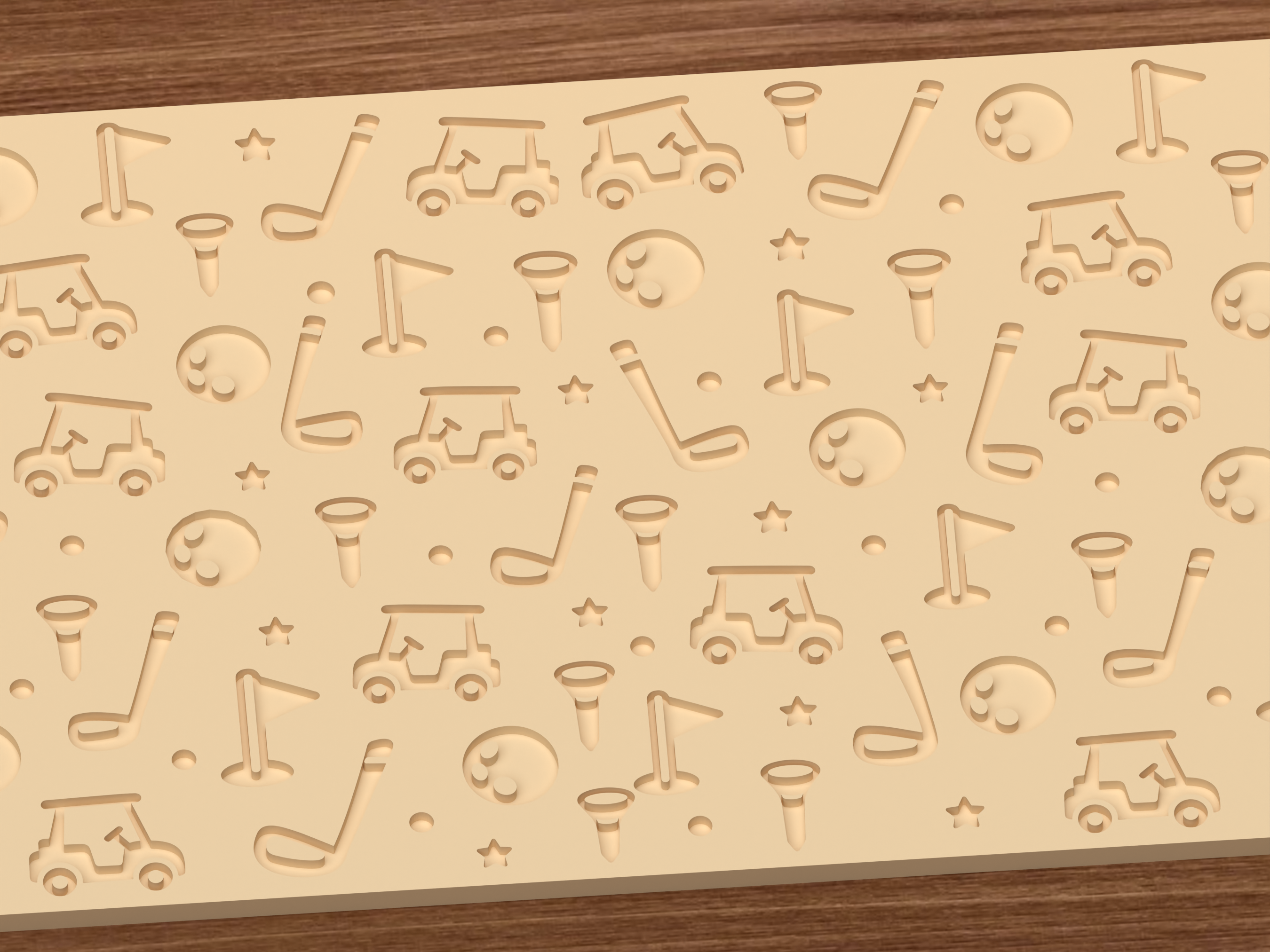 Golf Course Textured Roller STL File - 03 close detail deboss