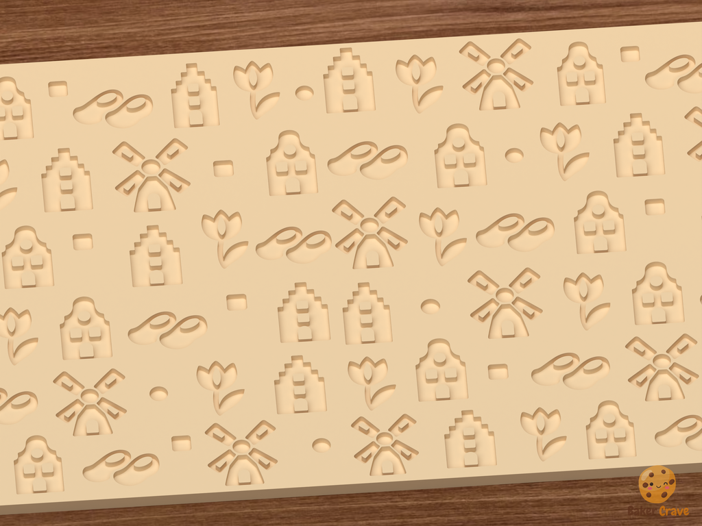 Dutch Canal Houses Windmills Textured Roller STL File