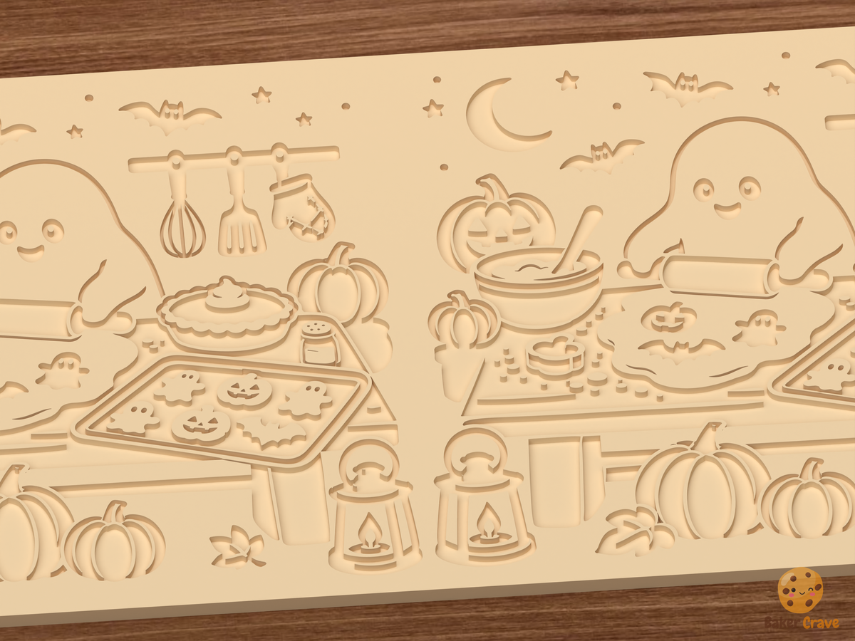 Haunted Bake Table Textured Roller STL File - 03 close detail deboss