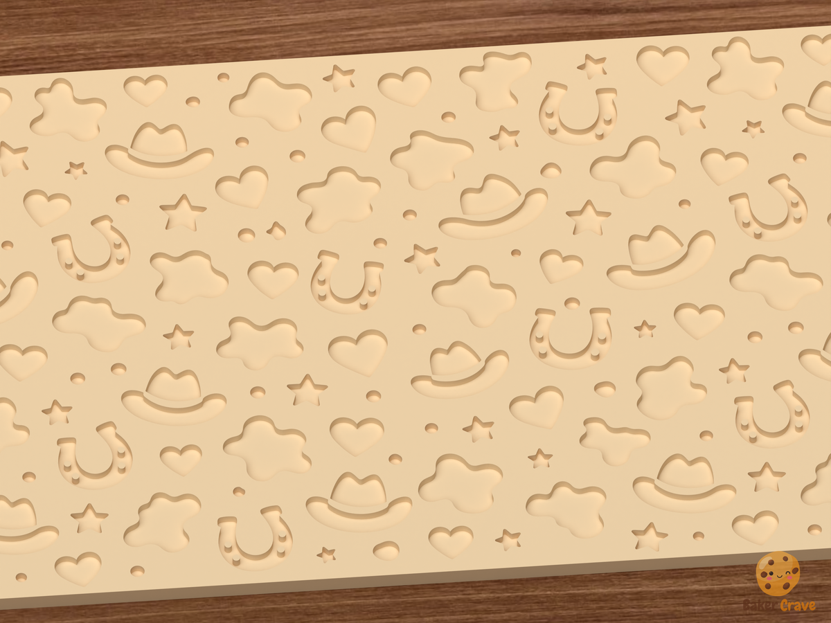 Cow Print Western Textured Roller STL File - 03 close detail deboss