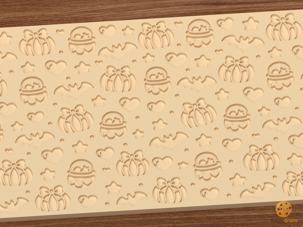 Pastelween Bow Pumpkin Textured Roller STL File - 03 close detail deboss