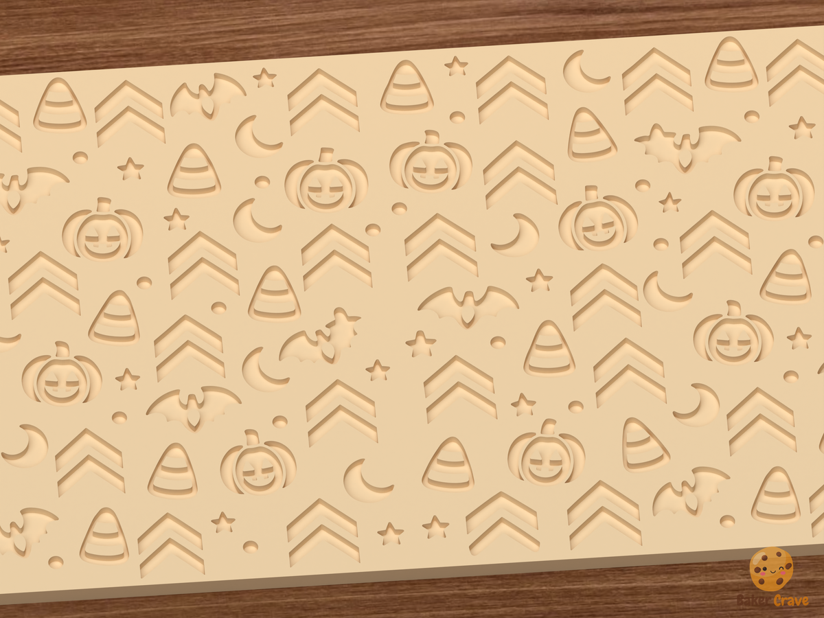 Candy Corn Chevron Halloween Textured Roller STL File - 03 close detail deboss