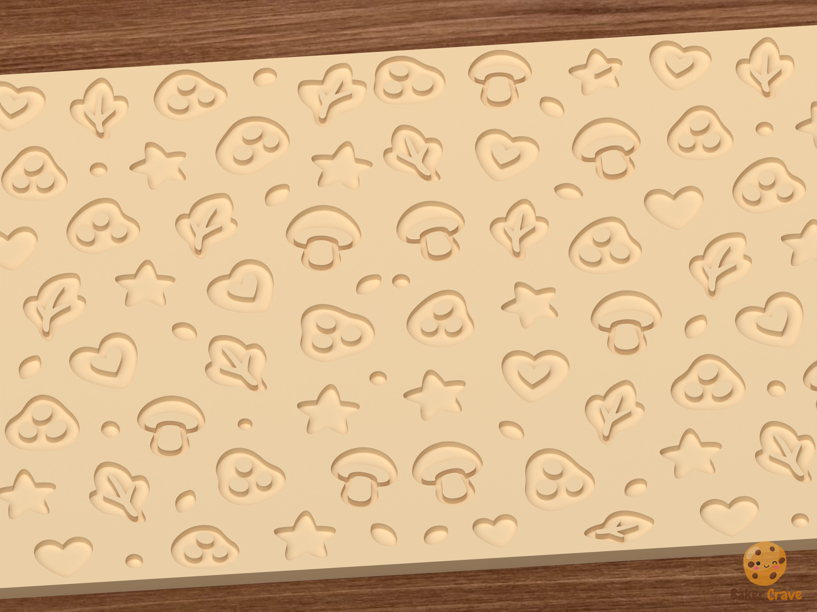 Fawn Forest Textured Roller STL File - 03 close detail deboss