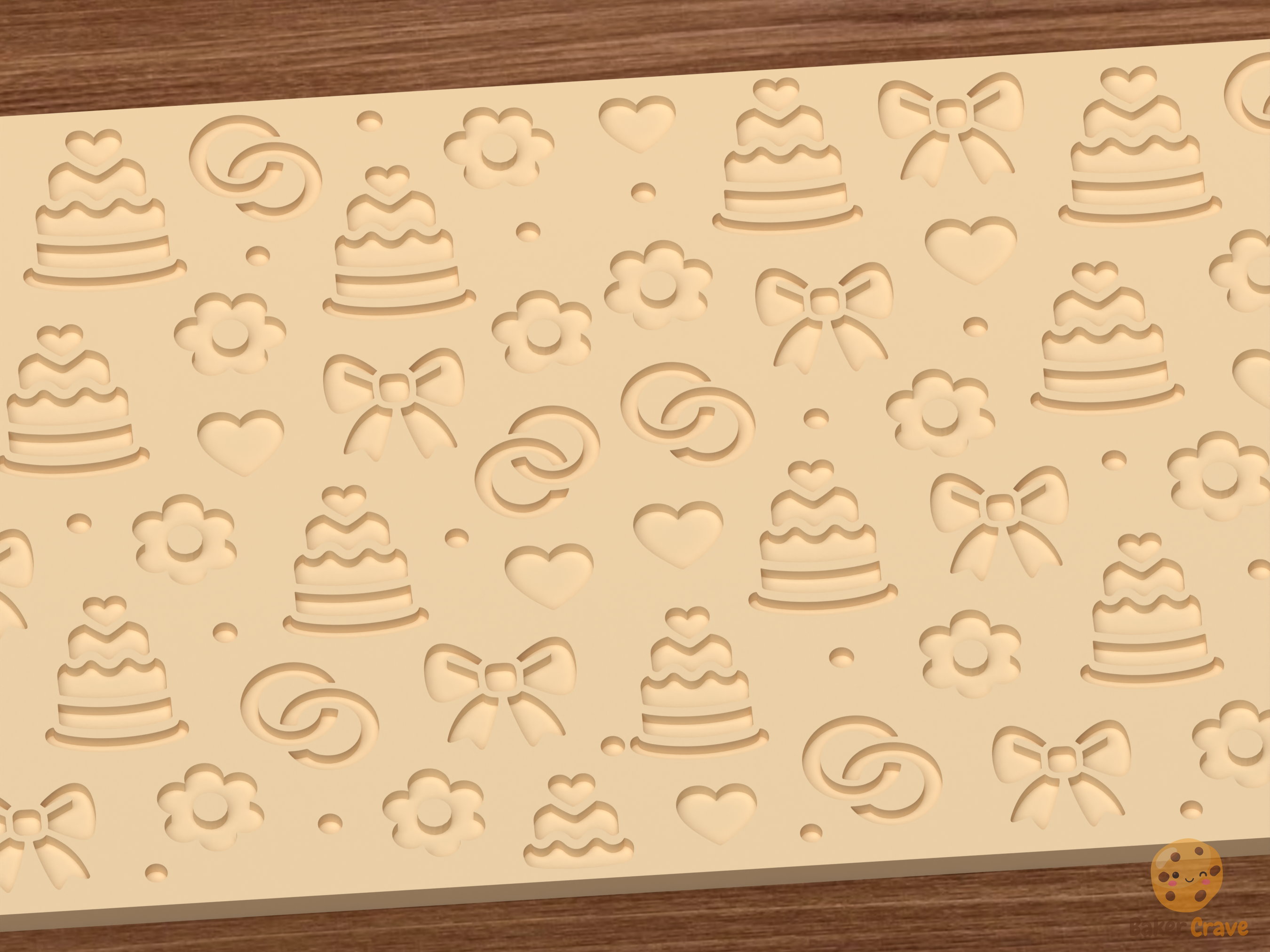 Wedding Cake Romance Textured Roller STL File - 03 close detail deboss
