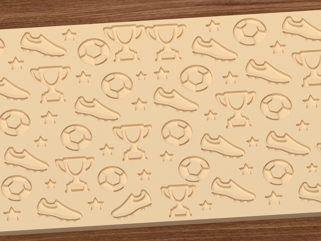 Soccer Trophy Textured Roller STL File - 03 close detail deboss