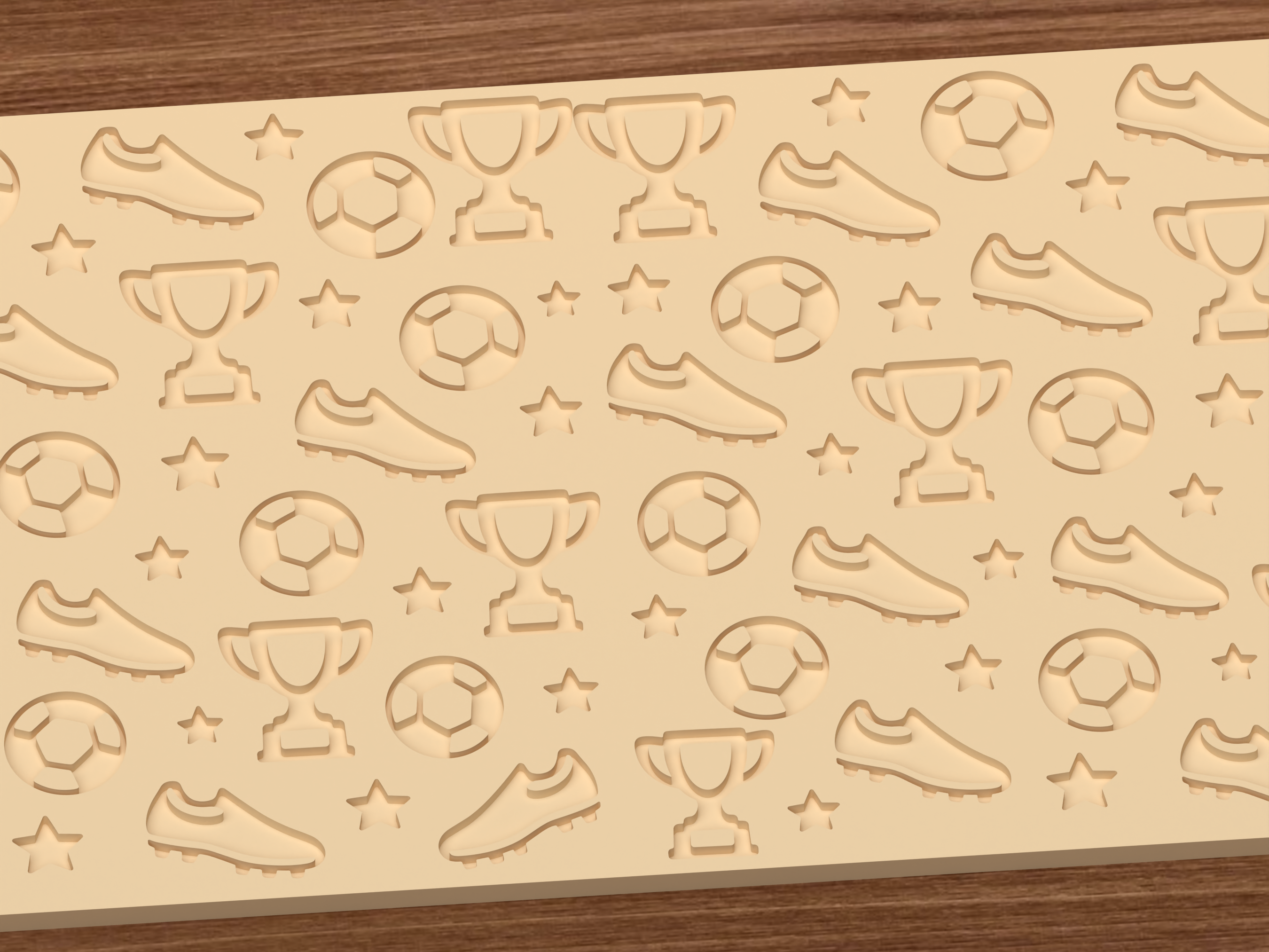 Soccer Trophy Textured Roller STL File - 03 close detail deboss