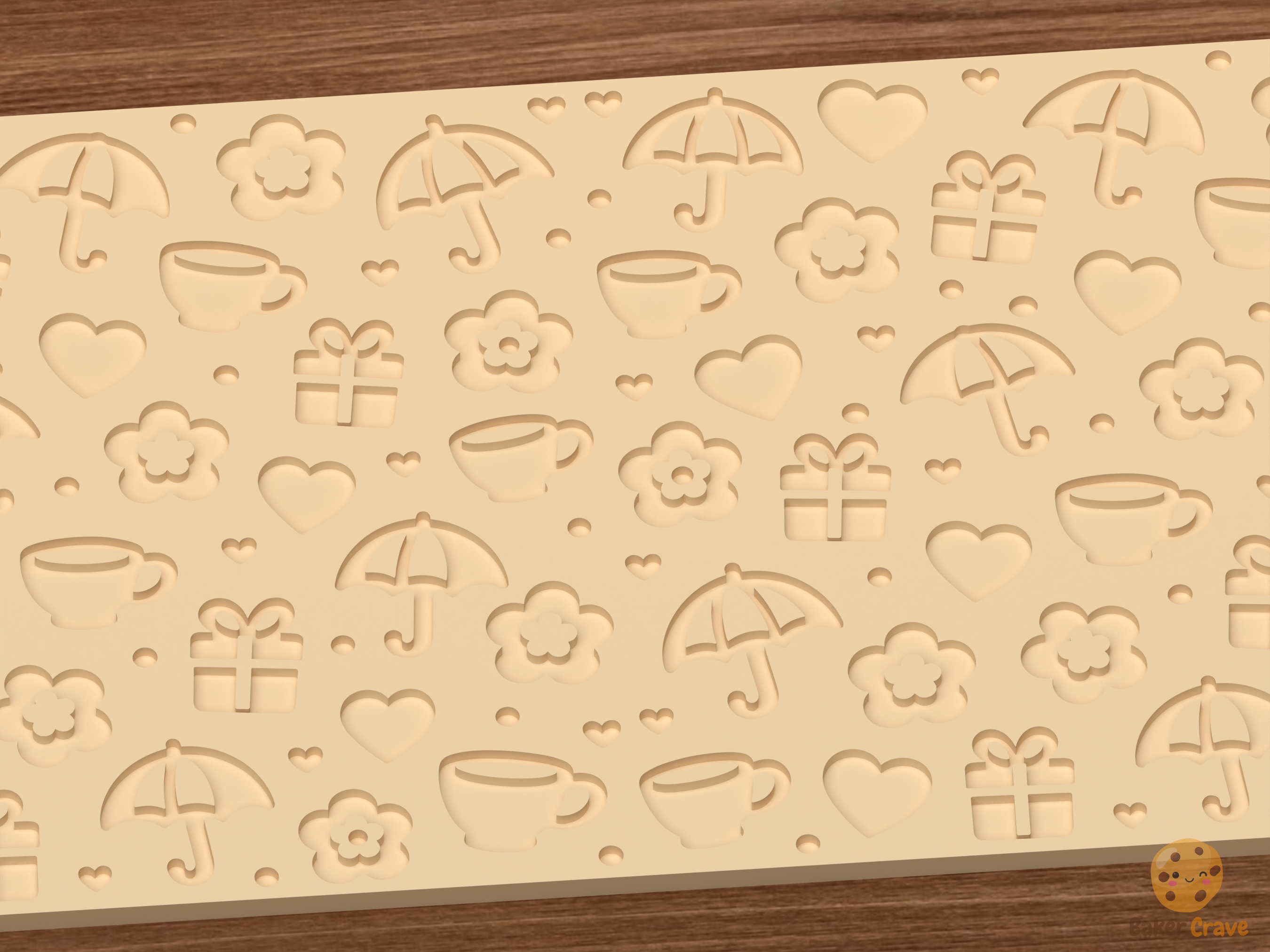 Cozy Rainy Day Textured Roller STL File - 03 close detail deboss